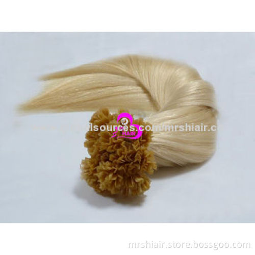 20-inch Blond Color Straight V-Tip Hair Extensions